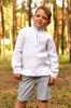 Вишиванка дитяча для хлопчика з натурального льону вишита "білим по білому"