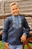Дитяча вишита сорочка для хлопчика з синього льону