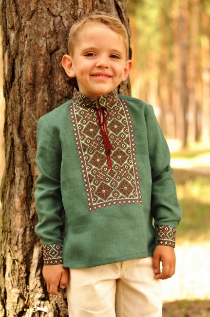 Дитяча вишиванка для хлопчика з натурального льону
