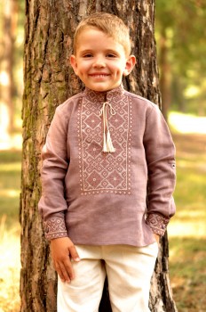 Дитяча лляна сорочка для хлопчика з вишивкою