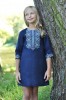 Сукня для дівчинки з синього льону з вишивкою
