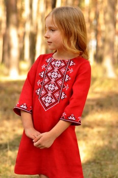 Яскрава дитяча сукня з вишивкою з натуральної тканини 