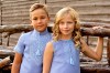 Літній комплект для дітей - вишита сорочка для хлопчика та сукня з вишивкою для дівчинки кольору деніму