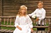 Святкова дитяча сукня з натурального льону з білою вишивкою