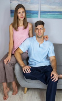 Комплект домашнього одягу для чоловіка та жінки з натурального льону