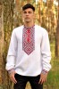 Чоловіча сорочка-вишиванка з традиційною червоно-чорною вишивкою