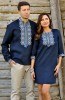 Лаконічний комплект - чоловіча сорочка з довгим рукавом і жіноче плаття-міні з виразною вишивкою