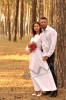 Весільний комплект - білосніжна вишита сукня з бавовни та класична чоловіча сорочка з лаконічною вишивкою