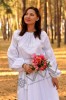 Весільний комплект - білосніжна вишита сукня з бавовни та класична чоловіча сорочка з лаконічною вишивкою