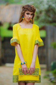 Вишита жовта сукня в національному стилі